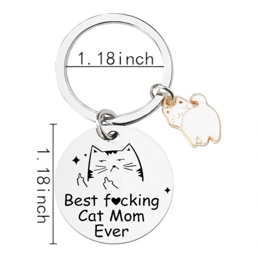 Funny Cat Mom Keychain w/ Charm- NEW